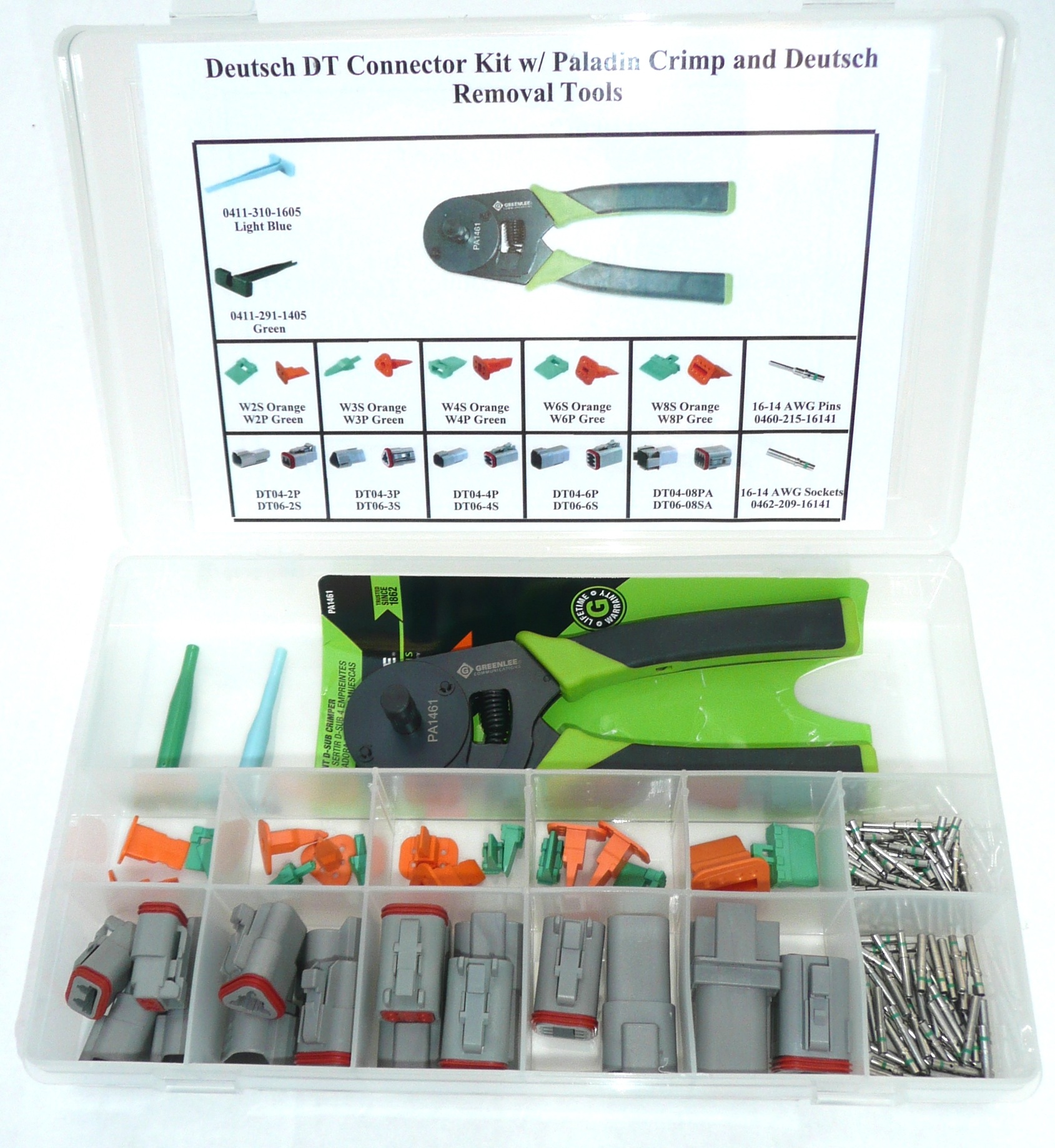 Deutsch DT Connector Kit w/Greenlee Crimp Tool 136 pcs 1 Each - Click Image to Close